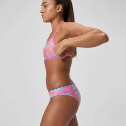 Bas de bikini Femme Club Training imprimé rose/vert