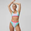 Bas de bikini Femme Colourblock FLU3NTE taille haute lilas/vert