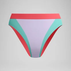 Bas de bikini Femme Colourblock FLU3NTE taille haute lilas/vert
