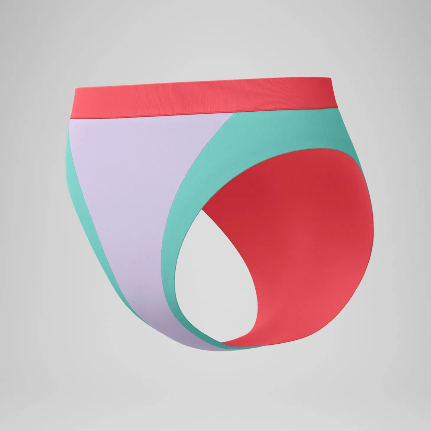 Bas de bikini Femme Colourblock FLU3NTE taille haute lilas/vert