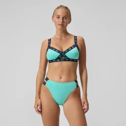 Bas de bikini Femme FLU3NTE Logo Elastic taille haute turquoise
