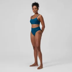 Bas de bikini Femme Solid taille haute sarcelle foncé