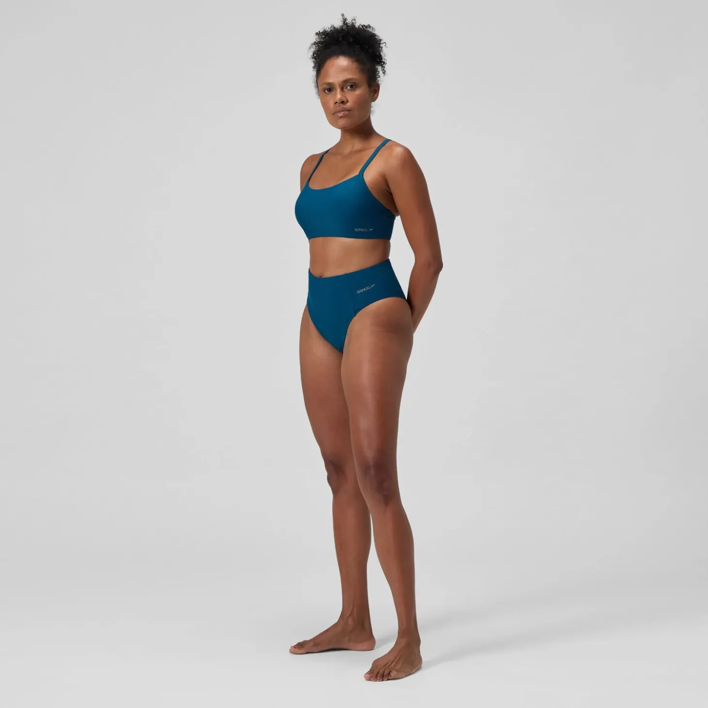 Bas de bikini Femme Solid taille haute sarcelle foncé