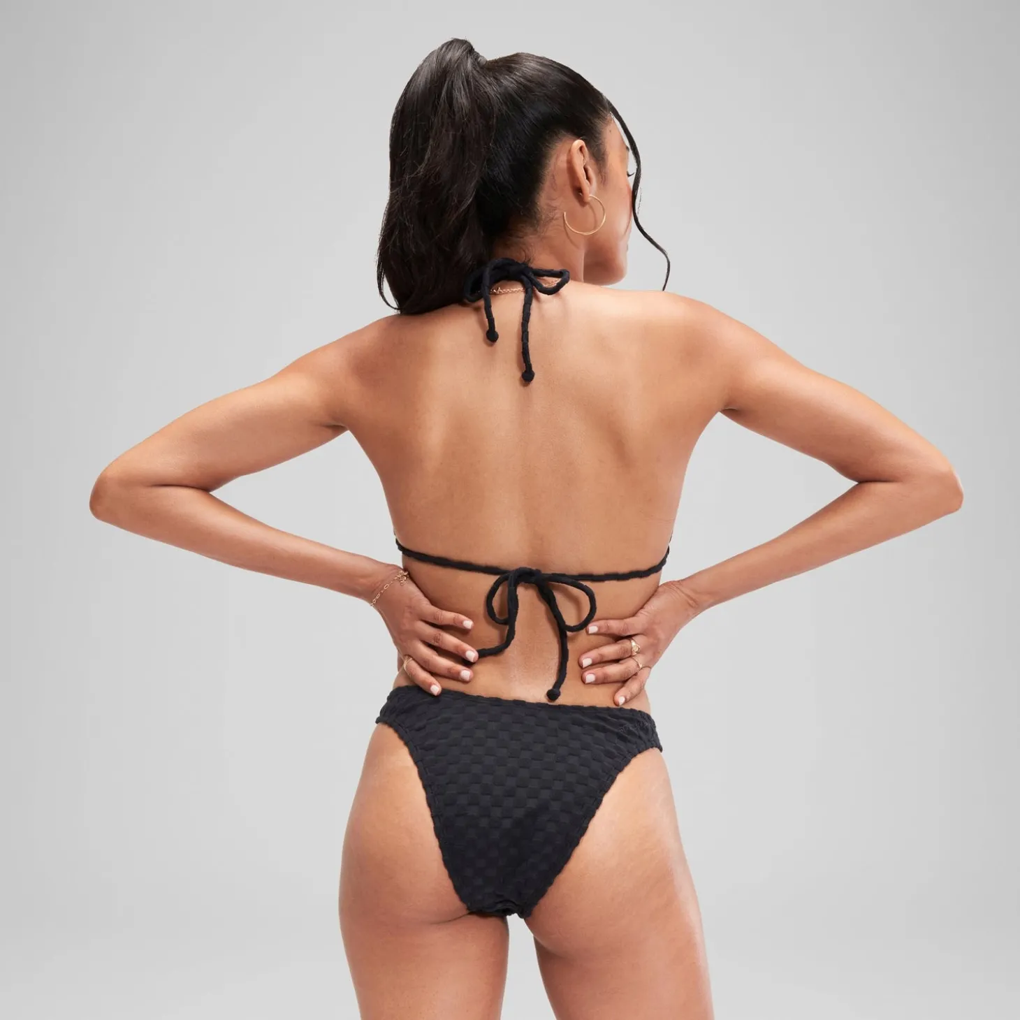 Bas de bikini FLU3NTE échancré en tissu éponge gris