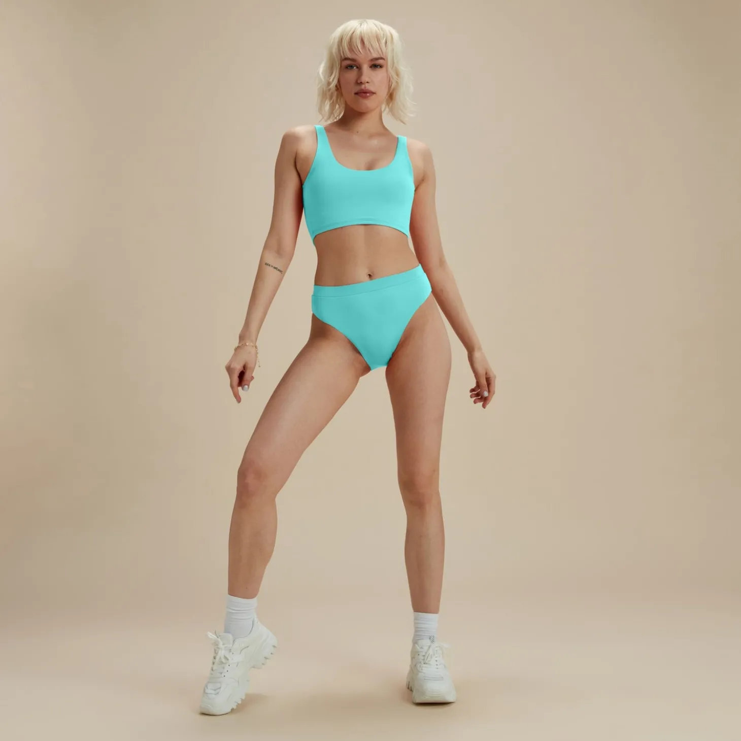 Bas de bikini FLU3NTE taille haute bleu
