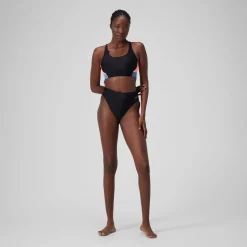 Bas de bikini taille haute uni Femme Gris foncé