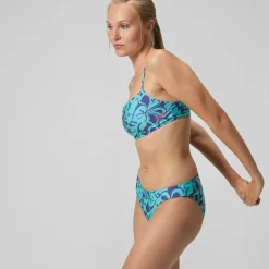 Bikini Femme ajustable à fines bretelles et imprimés bleu/vert