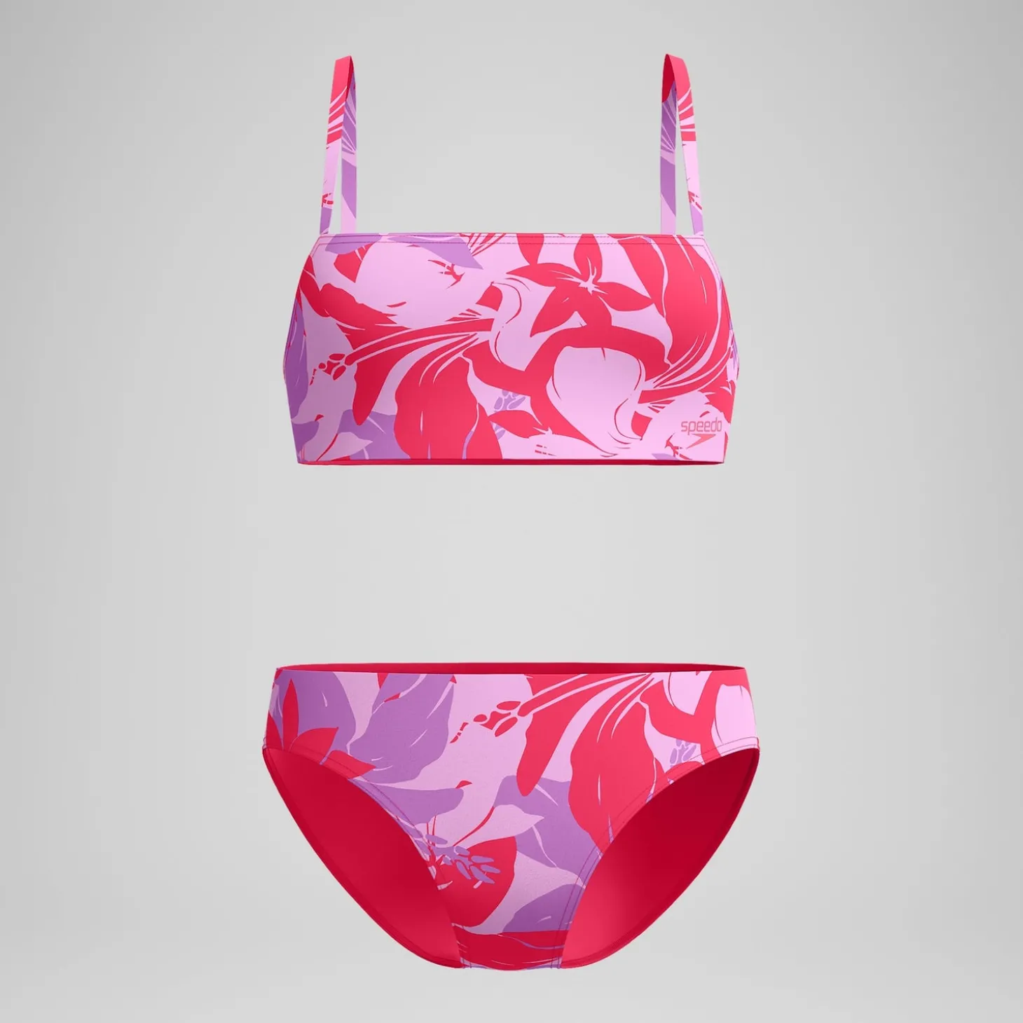 Bikini Femme ajustable à fines bretelles et imprimés rouge