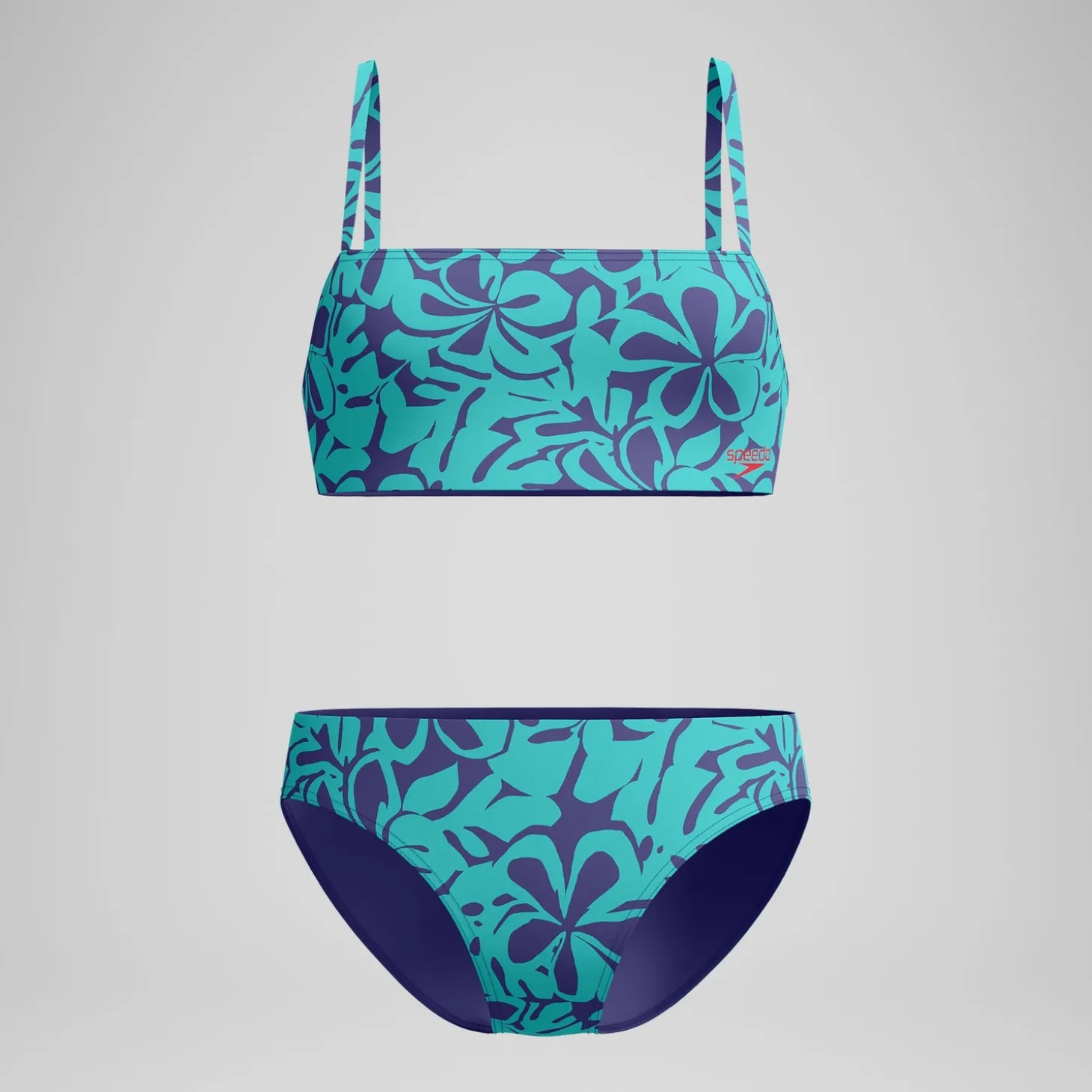 Bikini Femme ajustable à fines bretelles et imprimés bleu/vert