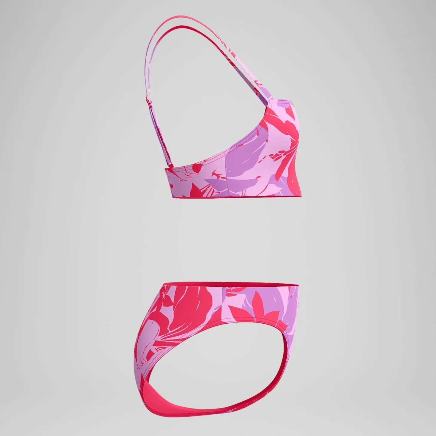 Bikini Femme ajustable à fines bretelles et imprimés rouge
