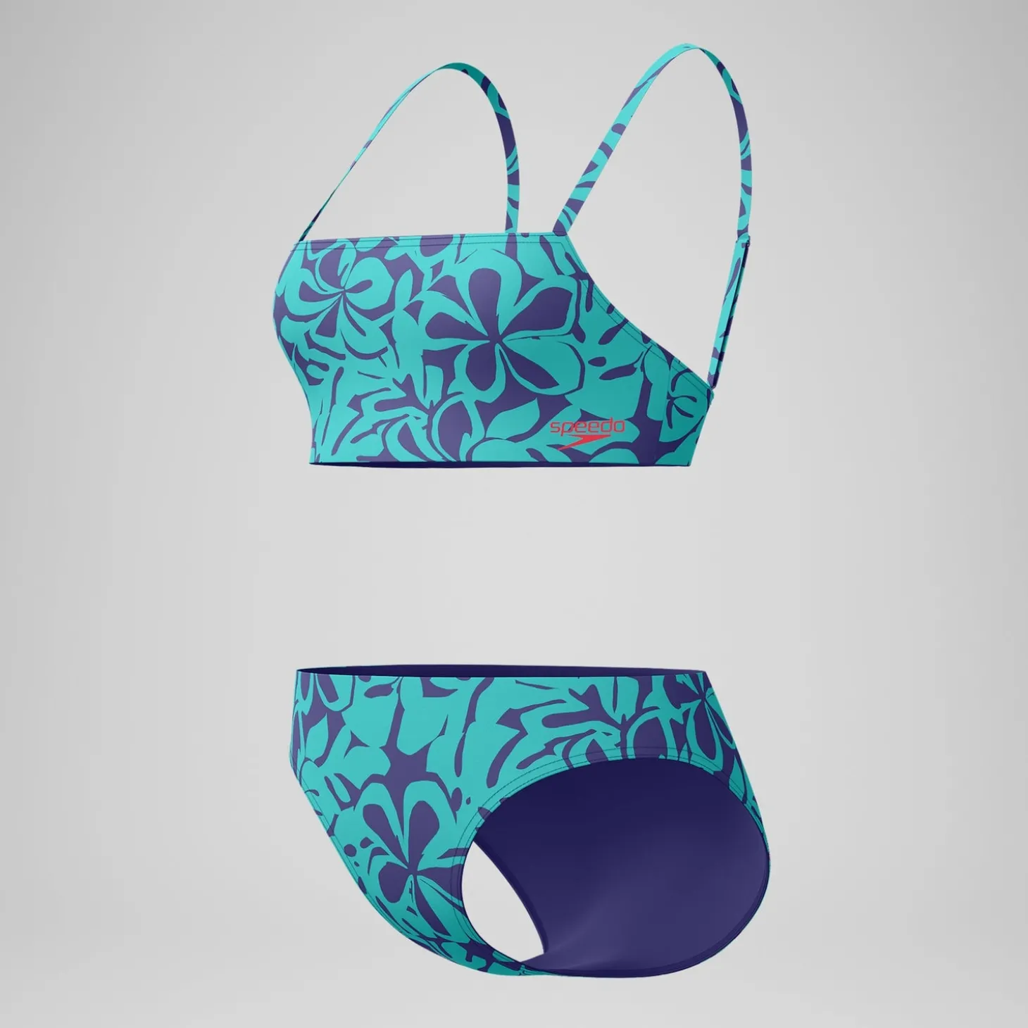 Bikini Femme ajustable à fines bretelles et imprimés bleu/vert