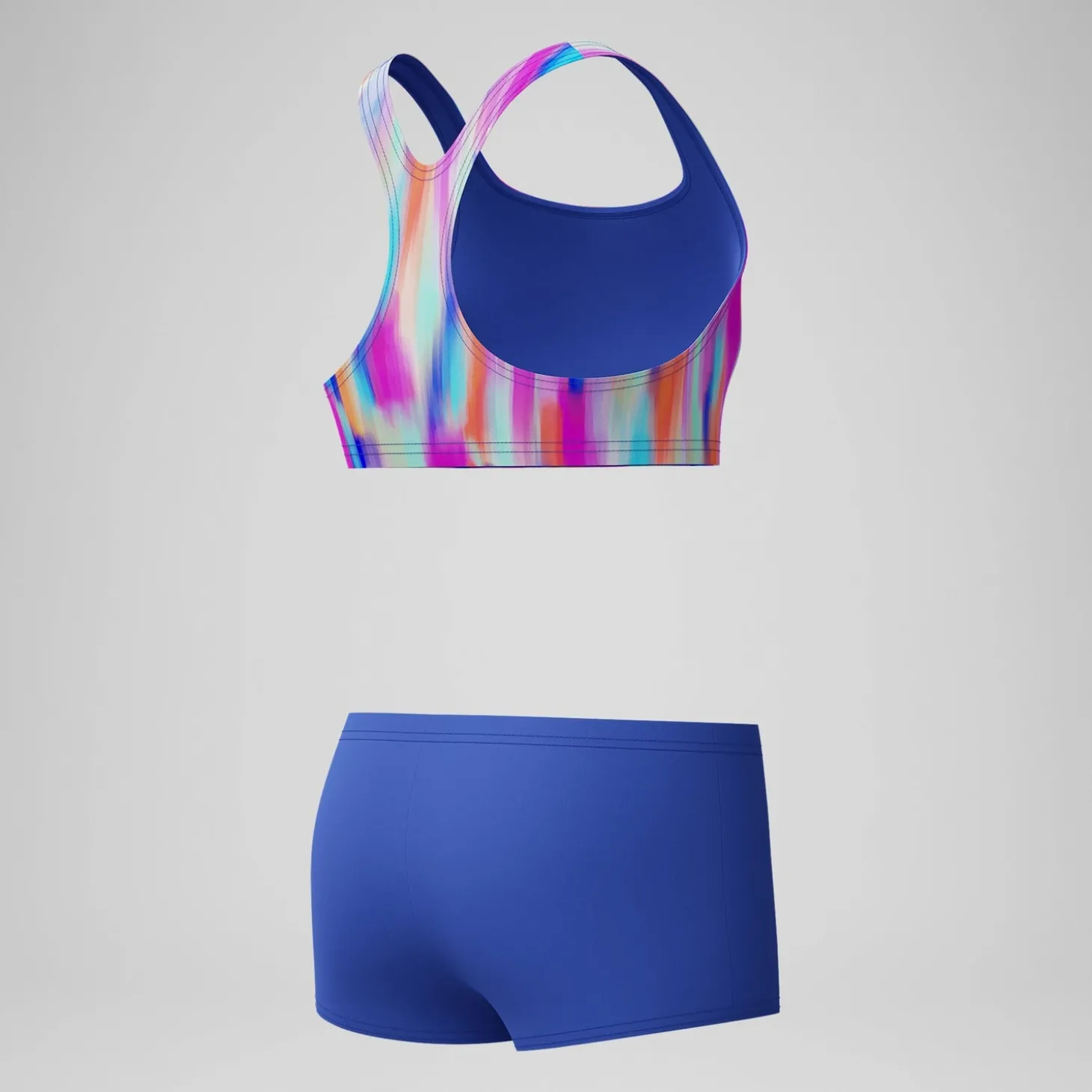 Bikini Fille Boyleg imprimé bleu/rose