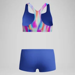 Bikini Fille Boyleg imprimé bleu/rose