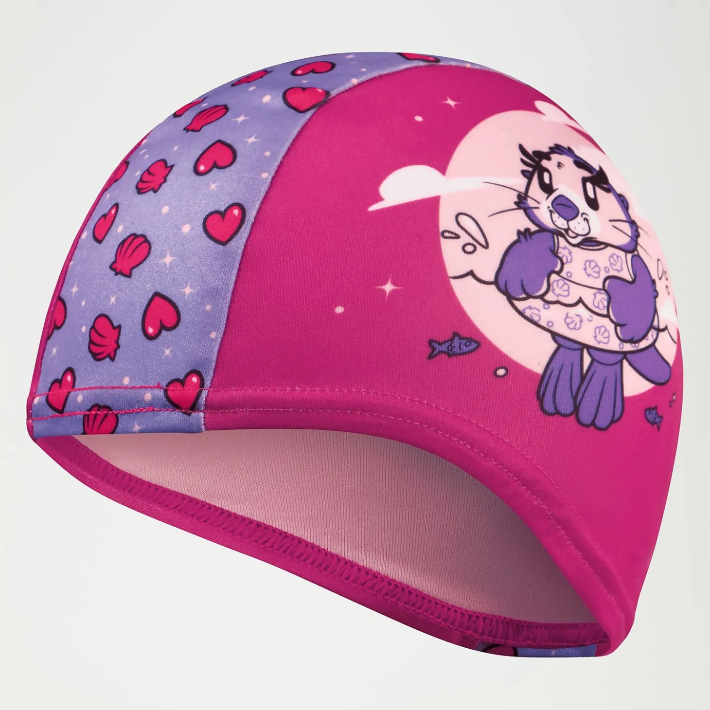 Bonnet Bébé en polyester Learn to Swim Aria la loutre de mer violet/rose