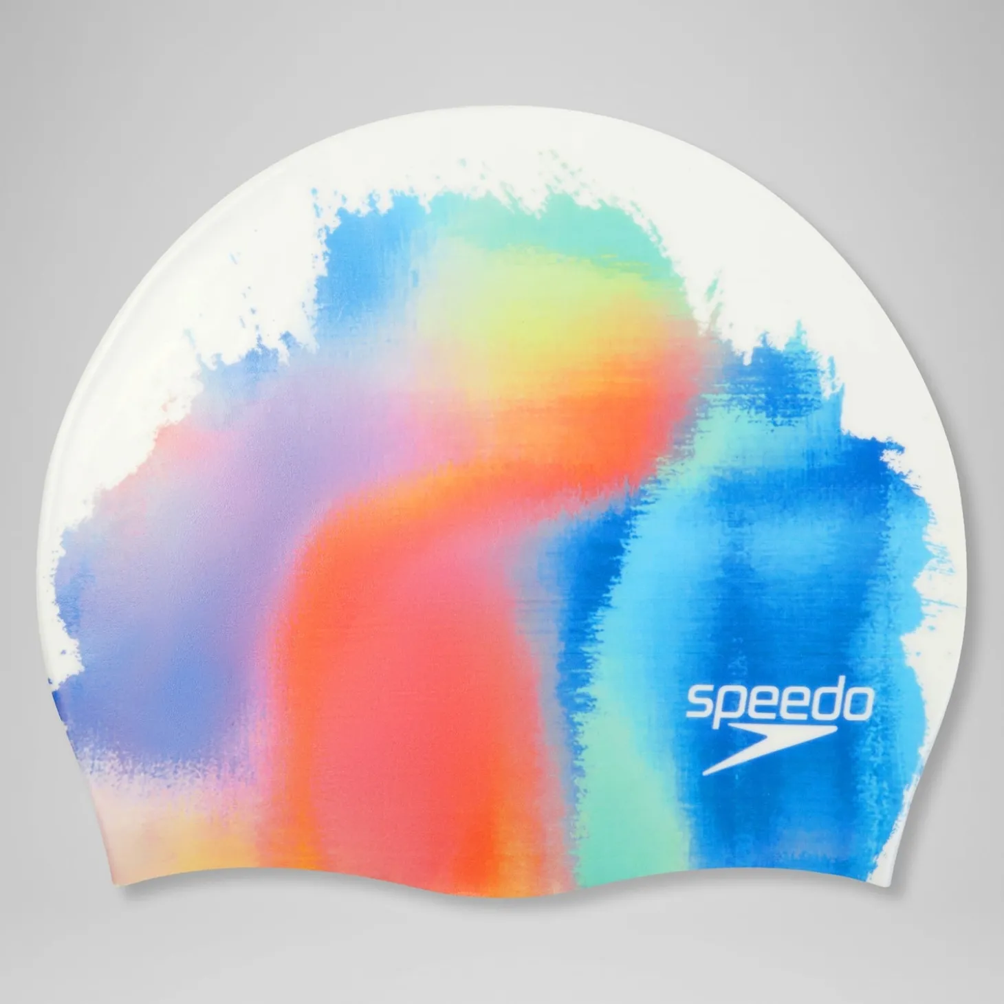 Bonnet de bain à imprimé numérique Blanc/Bleu punch/Nectarine