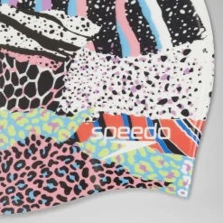 Bonnet de bain à imprimé numérique Blanc/Noir/Vert Matcha