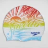 Bonnet de bain Adulte en silicone imprimé orange/bleu