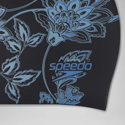 Bonnet de bain Cheveux longs Imprimé Noir/Bleu de Sèvres