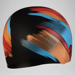 Bonnet de bain moulé en silicone réversible Noir/Rouge sirène/Nectarine