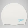 Bonnet de bain uni moulé silicone Junior Blanc/Bleu aquatique