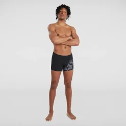 Boxer de bain Homme Allover coupe en V noir/gris