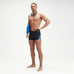 Boxer de bain Homme Allover coupe en V noir/bleu