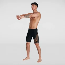 Boxer de bain Homme Allover coupe en V noir/orange