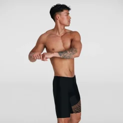 Boxer de bain Homme Allover coupe en V noir/orange