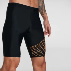 Boxer de bain Homme Allover coupe en V noir/orange