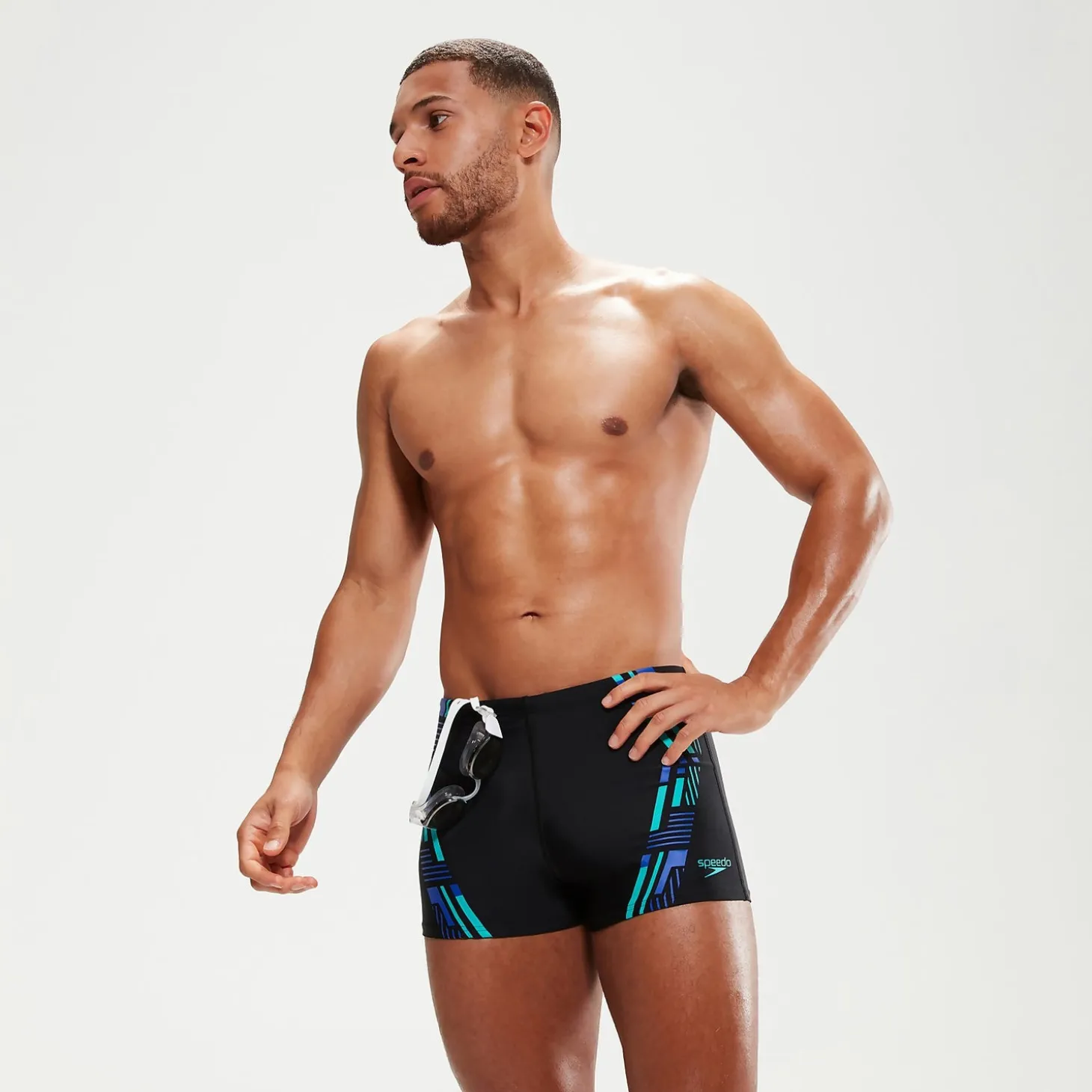 Boxer de bain Homme Tech Print noir/bleu
