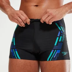 Boxer de bain Homme Tech Print noir/bleu