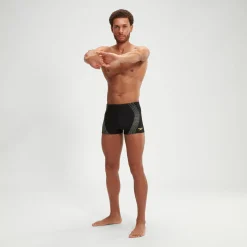 Boxer de bain imprimé Duo Logo Homme noir/jaune