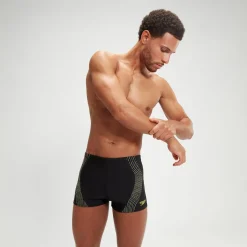 Boxer de bain imprimé Duo Logo Homme noir/jaune