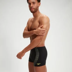 Boxer de bain imprimé Duo Logo Homme noir/jaune