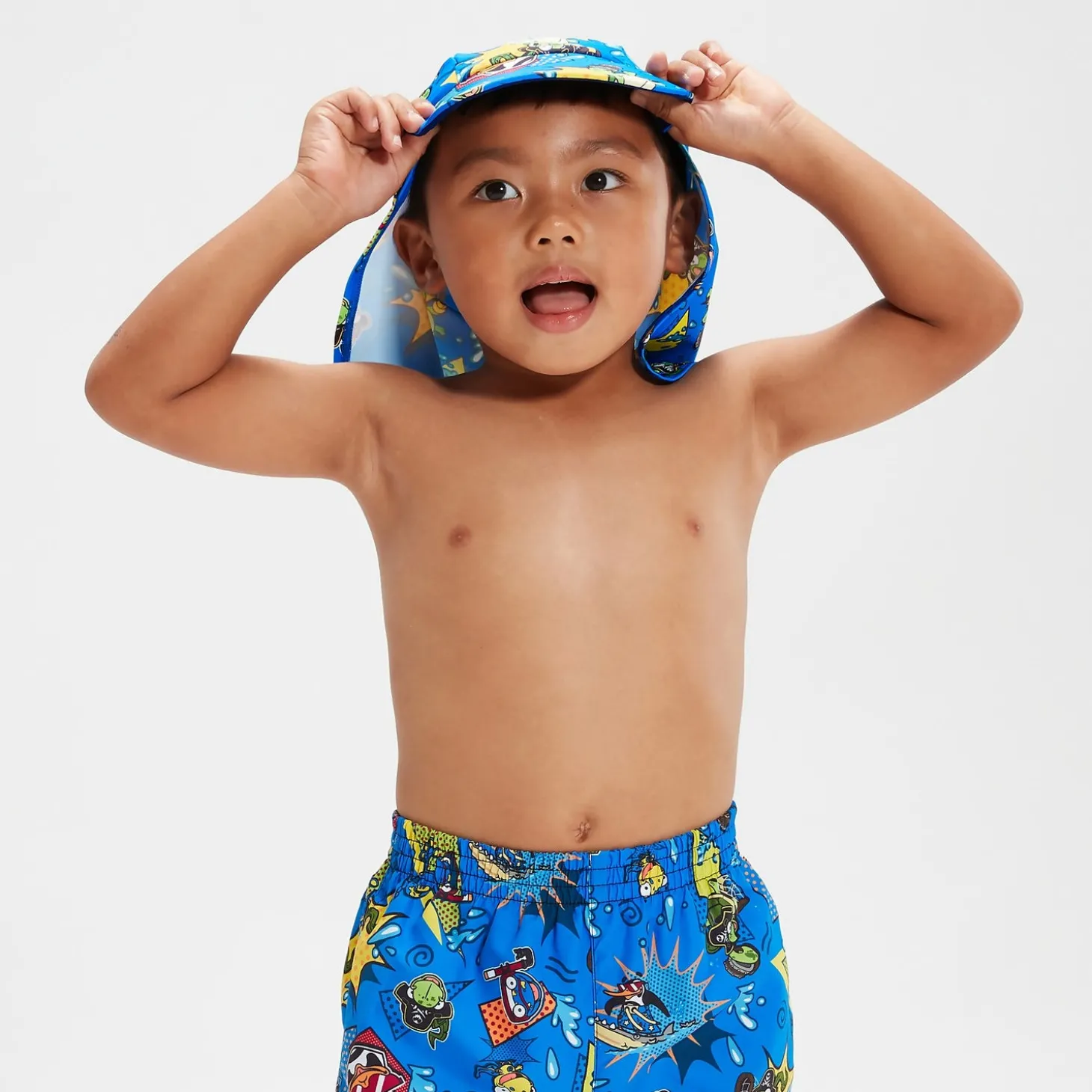 Chapeau de protection solaire Bébé Learn To Swim bleu