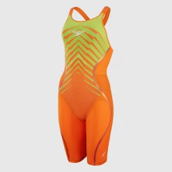 Combinaison Femme Fastskin LZR Pure Intent Dos fermé Orange/Vert