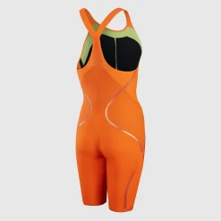 Combinaison Femme Fastskin LZR Pure Intent Dos fermé Orange/Vert