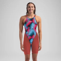 Combinaison partielle à dos ouvert - Fastskin LZR Pure Valor 2.0 pour Femmes Bleu/Rouge