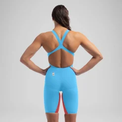 Combinaison partielle à dos ouvert - Fastskin LZR Pure Valor 2.0 pour Femmes Bleu/Rouge