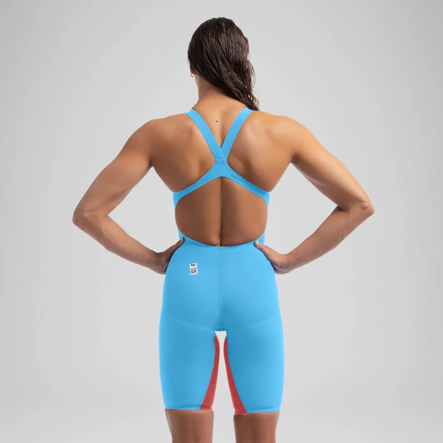 Combinaison partielle à dos ouvert - Fastskin LZR Pure Valor 2.0 pour Femmes Bleu/Rouge
