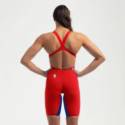 Combinaison partielle dos ouvert Femme Fastskin LZR Pure Valor 2.0 Rouge/Bleu