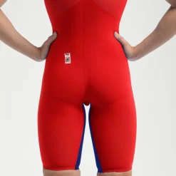 Combinaison partielle dos fermé Femme Fastskin LZR Pure Valor 2.0 Rouge/Bleu