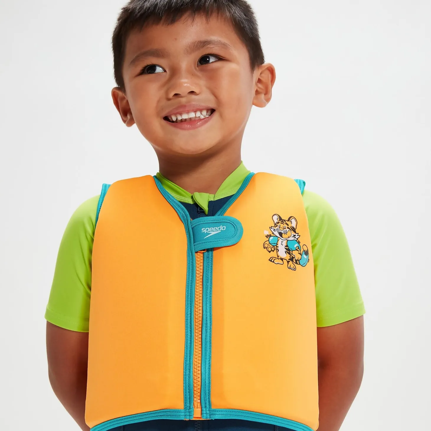 Gilet de flottaison Bébé Learn to Swim Aanadi le bébé tigre du Bengale orange