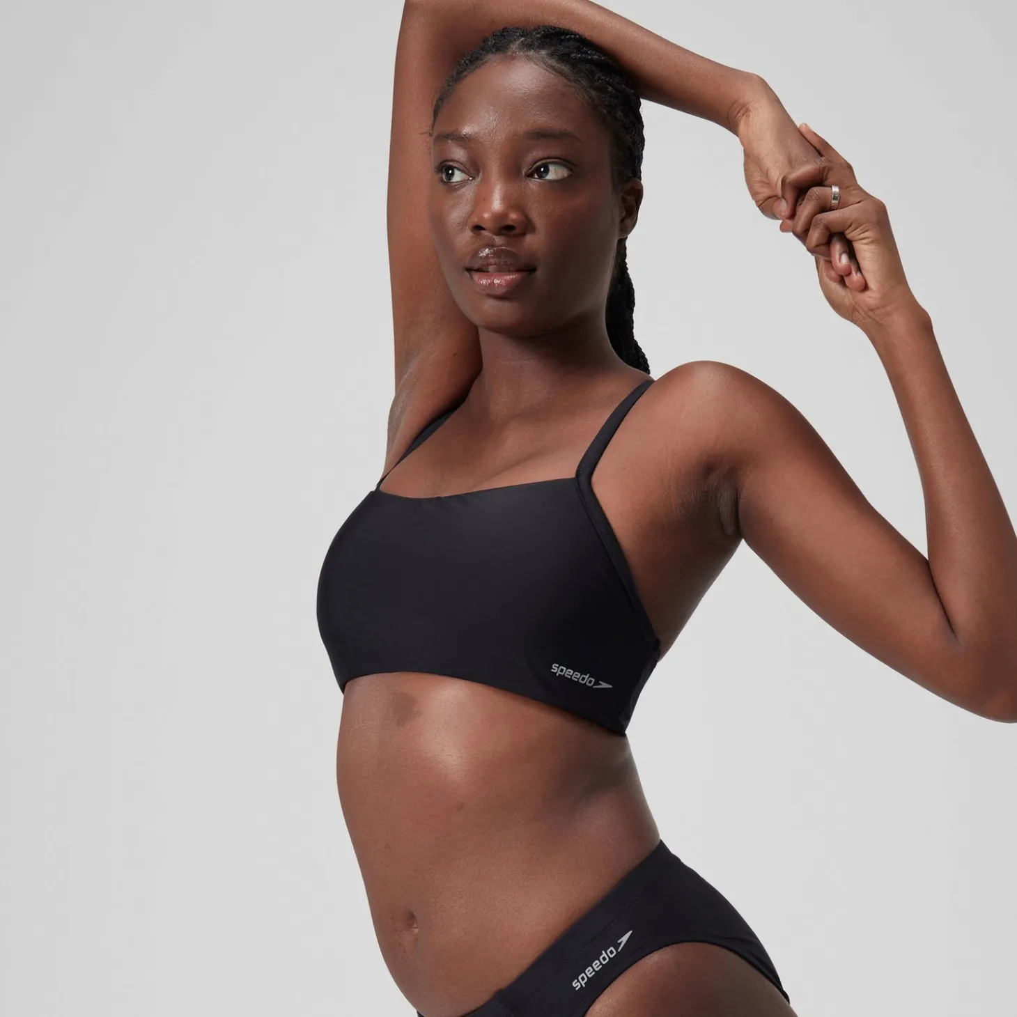 Haut court dos nageur Femme Gris foncé