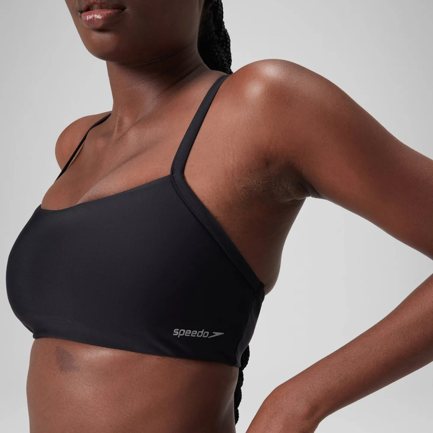 Haut court dos nageur Femme Gris foncé