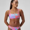 Haut de bikini Femme Club Training Cross Back imprimé rose/vert