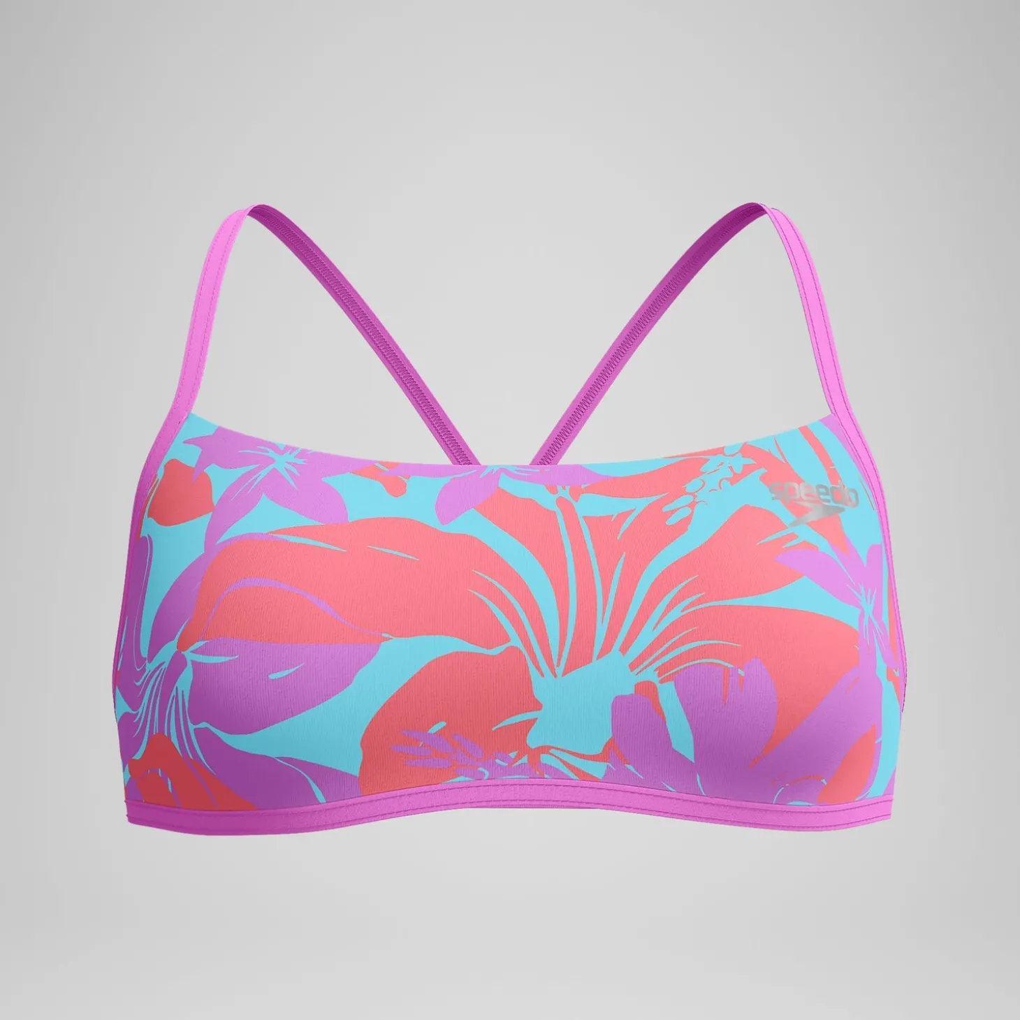 Haut de bikini Femme Club Training Cross Back imprimé rose/vert