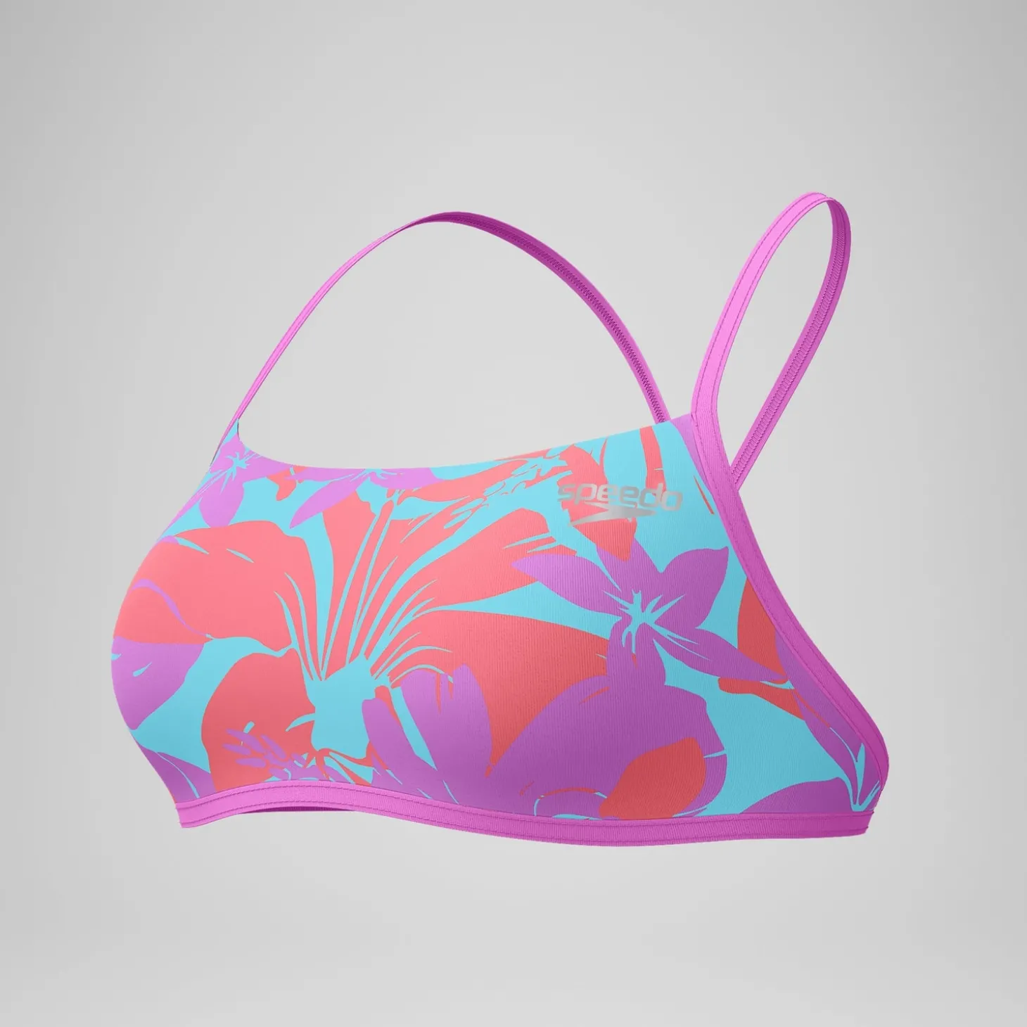 Haut de bikini Femme Club Training Cross Back imprimé rose/vert