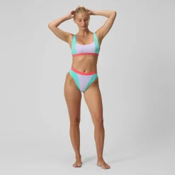 Haut de bikini Femme Colourblock FLU3NTE convertible lilas/vert