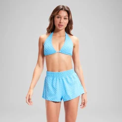 Haut de bikini FLU3NTE triangle en tissu éponge bleu